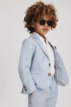 Reiss Kin - Soft Blue Junior Slim Fit Single Breasted Linen Blazer, Age 4-5 Years