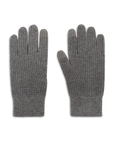 Reiss Lawson Merino Wool Ribbed Tech Gloves In Mid Grey