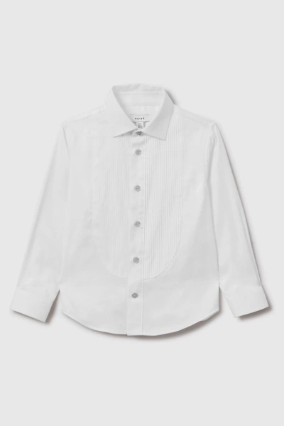 Reiss Marcel - White Slim Fit Textured Bib Dinner Shirt, Uk 13-14 Yrs