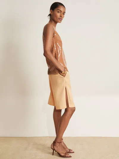 Reiss Orange Atelier Side-zip Tailored Shorts With Linen