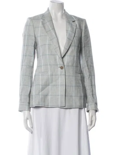 Pre-owned Reiss Plaid Print Blazer In White
