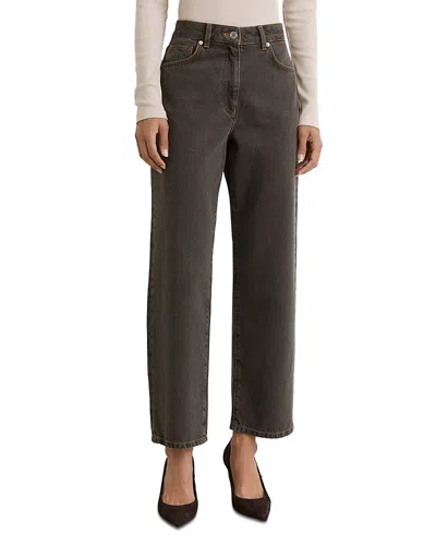 Reiss Selin High Rise Straight Jeans In Mushroom Brown In Multi