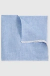Reiss Siracusa - Sky Blue Melange Linen Contrast Trim Pocket Square, One