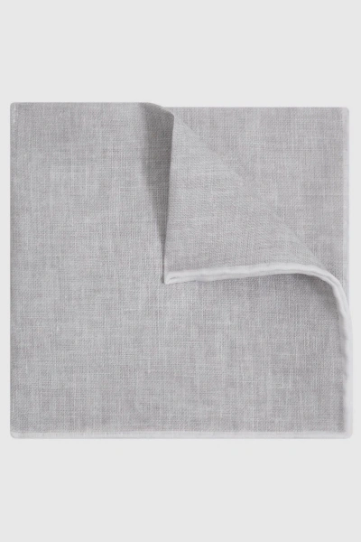 Reiss Siracusa - Soft Ice Linen Contrast Trim Pocket Square, One