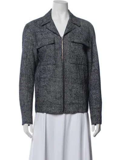 Pre-owned Reiss Tweed Pattern Jacket In Blue
