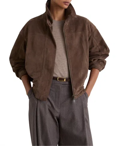 Reiss Women's Cooper Suede Relaxed-fit Jacket In Brown