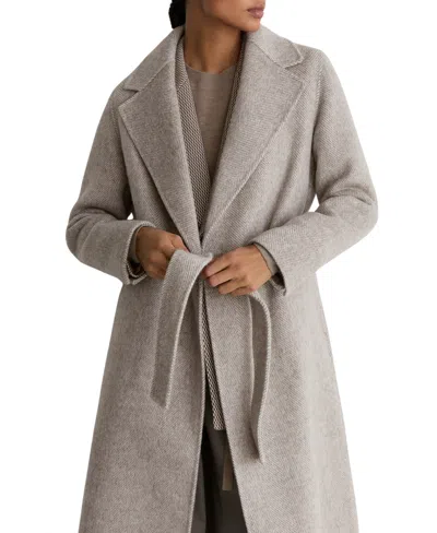 Reiss Women's Daia Herringbone Double-breasted Blind-seam Coat Wool-blend In White
