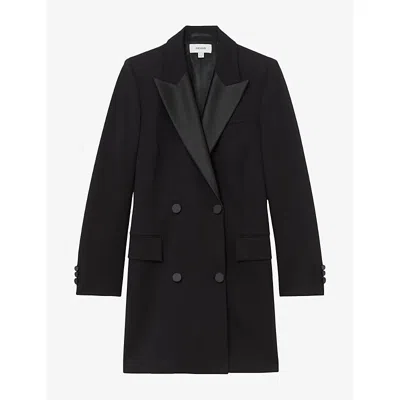 Reiss Womens Annika Double-breasted Stretch-woven Mini Dress Black