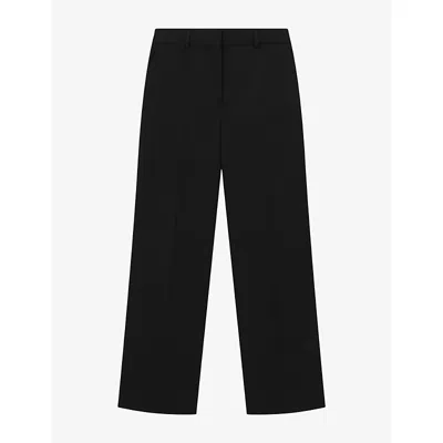 Reiss Womens Dakota Wide-leg Stretch Wool-blend Tux Trousers Black