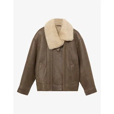 Reiss Womens Ida Flocked Velvet Blazer Chocolate Brown