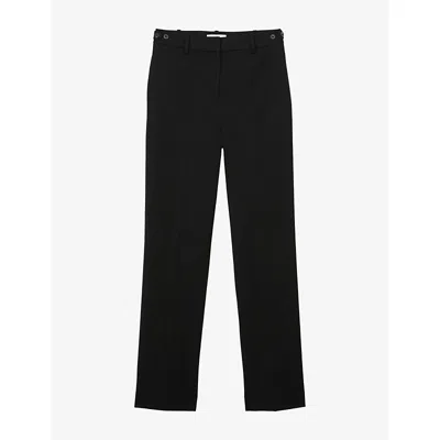 Reiss Womens Lina Straight-leg High-rise Woven Trousers Black