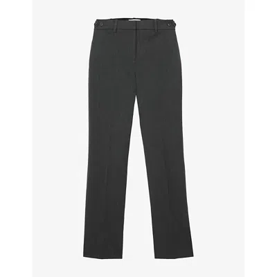Reiss Womens Lina Straight-leg High-rise Woven Trousers Grey
