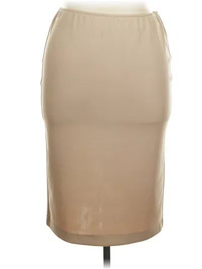 Pre-owned Rekucci Faux Leather Skirt In Tan
