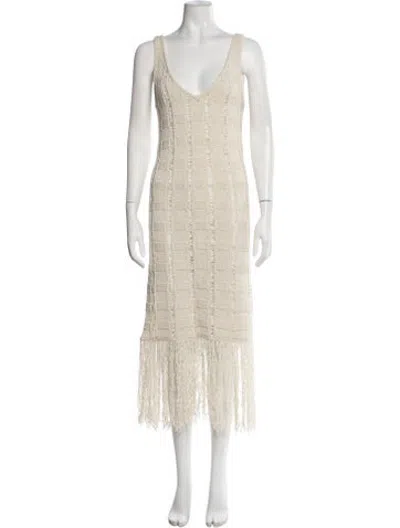 Pre-owned Remain Birger Christensen V-neck Knee-length Dress In Neutrals