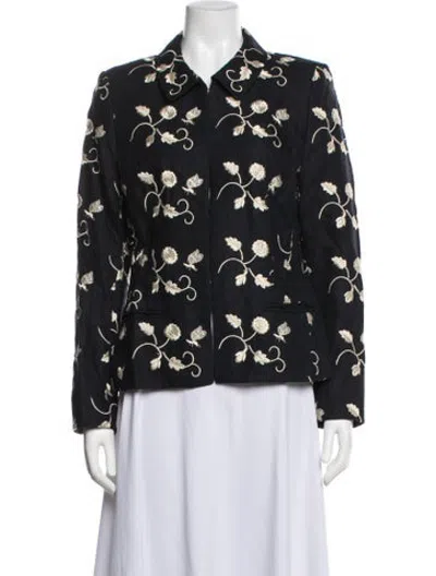 Pre-owned Rena Lange Linen Floral Print Jacket In Multicolor