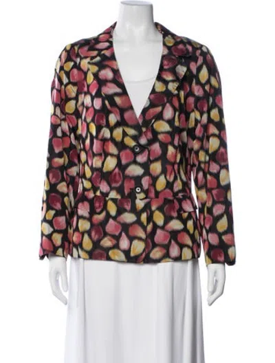 Pre-owned Rena Lange Silk Floral Print Blazer In Red