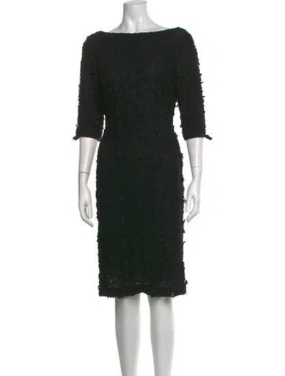 Pre-owned Rena Lange Silk Knee-length Dress In Black