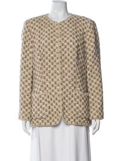Pre-owned Rena Lange Tweed Pattern Blazer In Neutrals