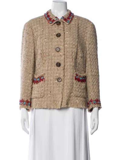 Pre-owned Rena Lange Tweed Pattern Jacket In Neutrals