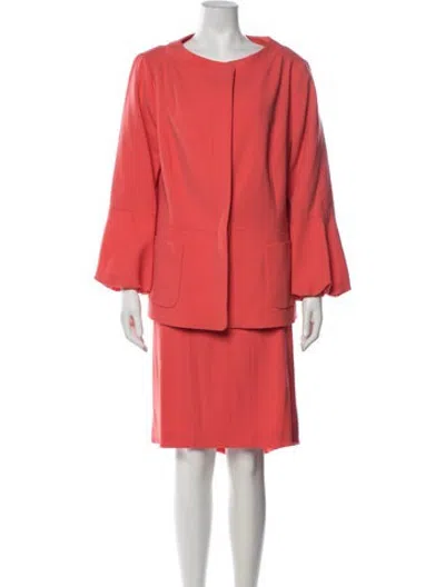 Pre-owned Rena Lange Virgin Wool Skirt Set In Pink