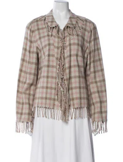 Pre-owned Rena Lange Wool Plaid Print Jacket In Neutrals