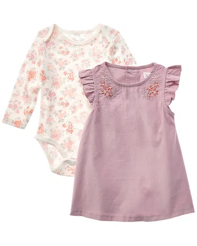 Rene Rofe Kids' 2pc Corduroy Jumper Dress & Bodysuit Set In Purple