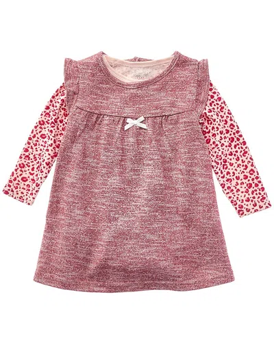 Rene Rofe Kids' 2pc Marled Terry Jumper Dress & Bodysuit Set In Pink
