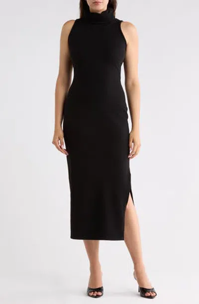 Renee C Turtleneck Rib Knit Midi Dress In Pattern