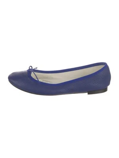 Pre-owned Repetto Leather Bow Accents Ballet Flats In Blue