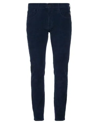 Replay Man Pants Navy Size 31w-32l Cotton, Elastane In Multi