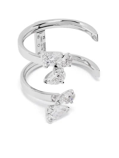 Pre-owned Repossi 18kt White Gold Serti Sur Vide Diamong Ring In Silver