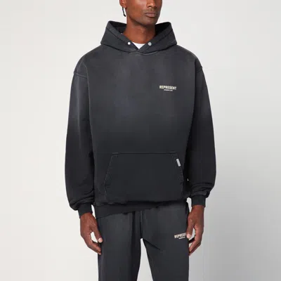 Represent Washed Black Oversized Hooded Sweatshirt