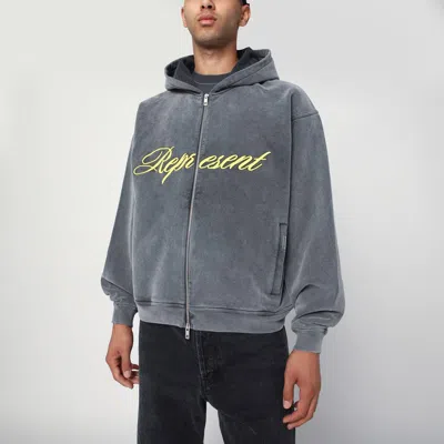 Represent Washed Grey Zip-up Sweatshirt