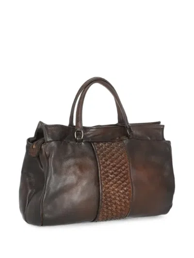 Reptile's House Braided Leather Tote Bag In Brown