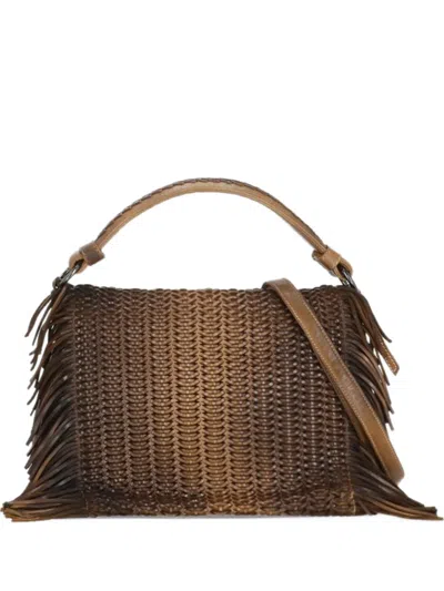 Reptile's House Elettra Braided Fringe-detail Shoulder Bag In Red
