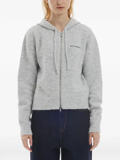 Rest&recreation Hairy-knit Zip-up Hoodie In Gray