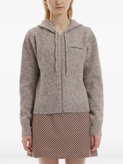 Rest&recreation Hairy-knit Zip-up Hoodie In White