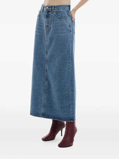 Rest&recreation Logo-print Denim Skirt In Brown