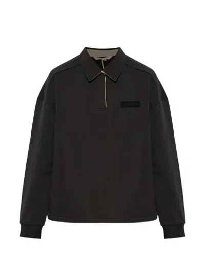 Rethinkit Studios Oversized Logo-patch Polo Shirt In Black