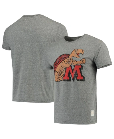 Retro Brand Men's Heathered Gray Maryland Terrapins Vintage-like Logo Tri-blend T-shirt