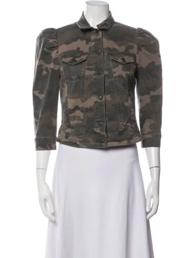 Pre-owned Retroféte Camouflage Print Denim Jacket In Green