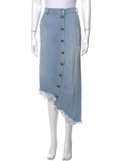 Pre-owned Retroféte Distressed Accents Long Skirt In Blue