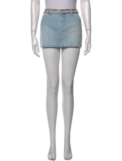 Pre-owned Retroféte Distressed Accents Mini Skirt In Blue