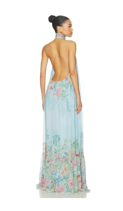 Retrofete Francy Dress In Bleu Fleur Tropicale