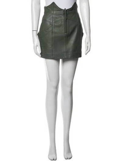 Pre-owned Retroféte Lamb Leather Mini Skirt In Green
