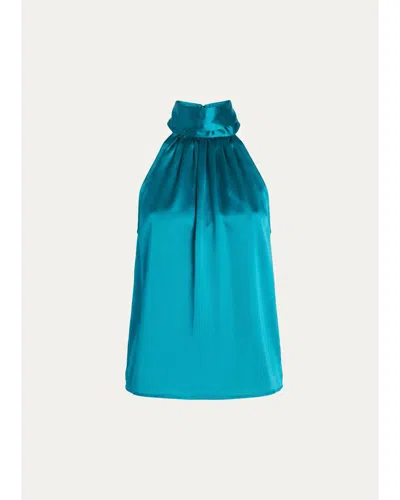Retroféte Martina Satin Halter Top In Sarcelle