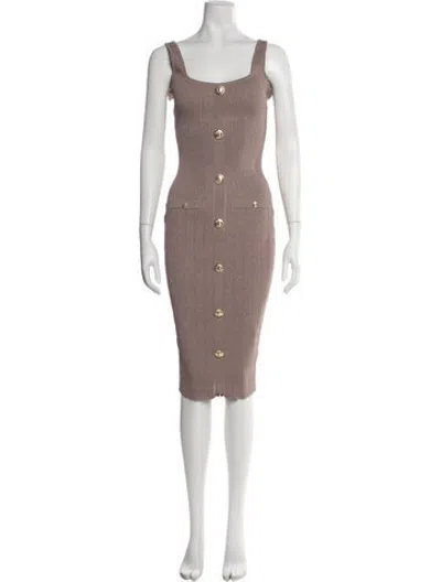 Pre-owned Retroféte Square Neckline Midi Length Dress In Metallic/neutrals