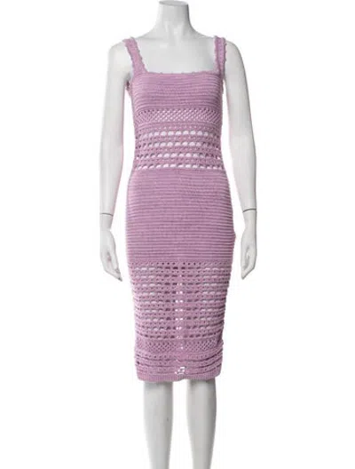 Pre-owned Retroféte Square Neckline Midi Length Dress In Purple