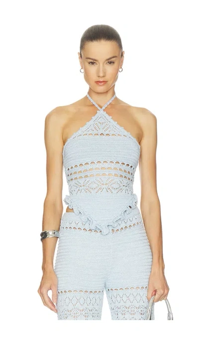 Retroféte Sylvaine Crochet Top In Metallic Glace