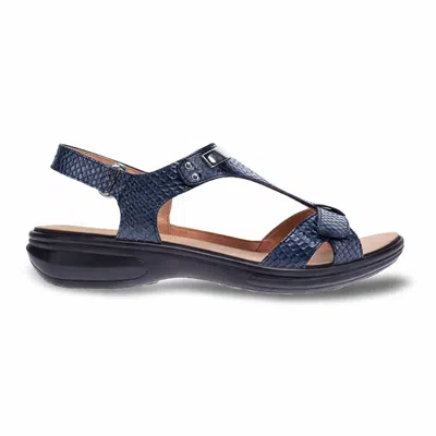Revere Women's Santa Monica Sandal In Navy Snake In Blue